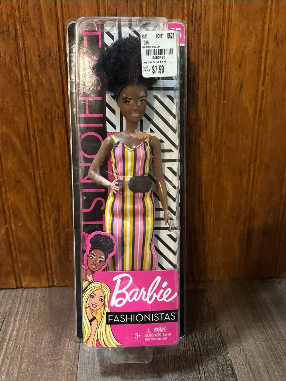 Mattel Barbie Fashionistas Doll 135 w/ Vitiligo & Curly Brunette Hair NIB